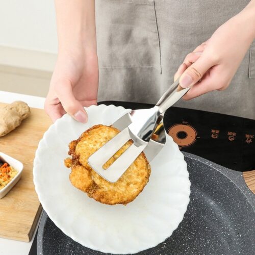 Stainless Steel 2-in-1 Food Tongs Spatula